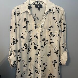 Women's FORTUNE + IVY Christelle Button Down Blouse Three Quarter Sleeve